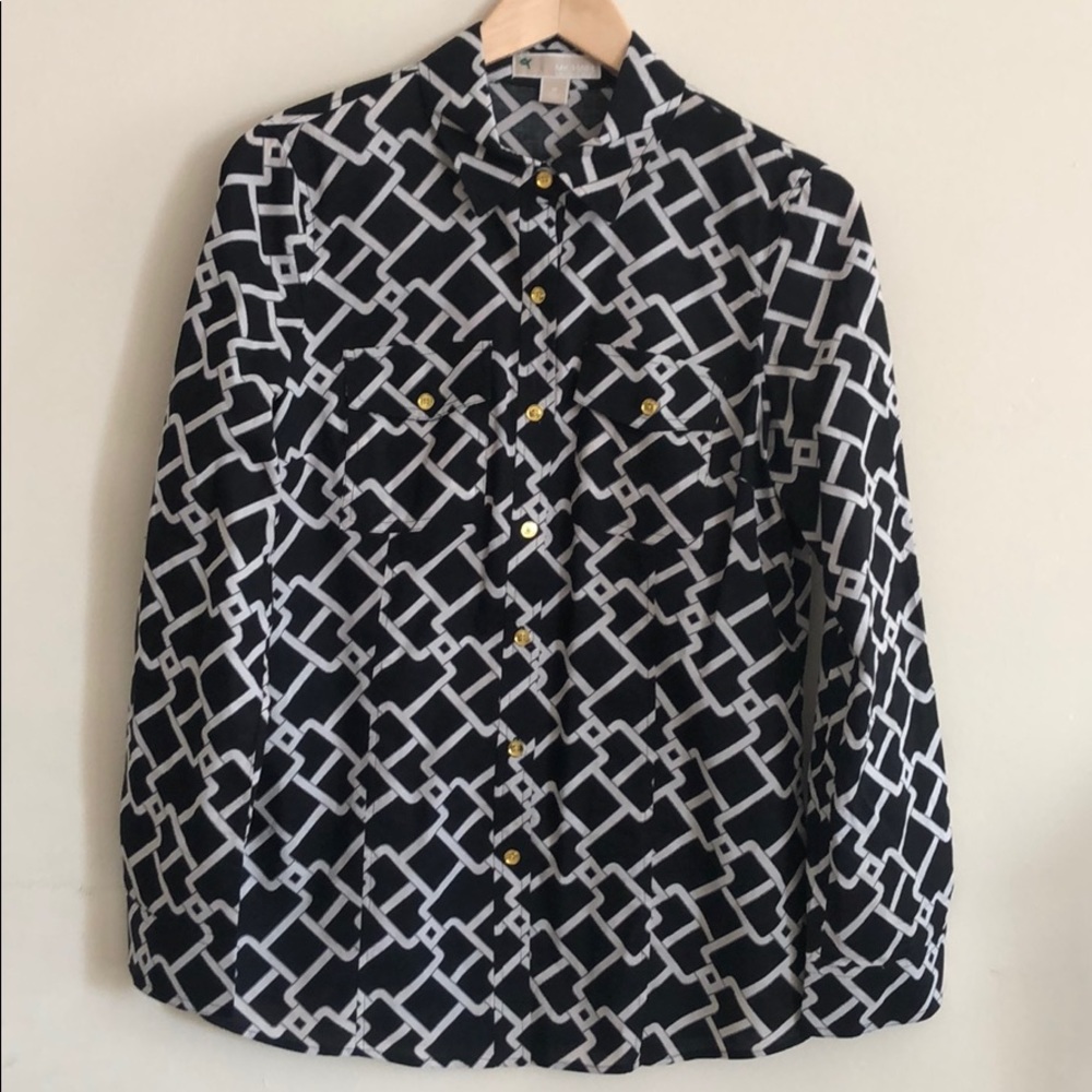 Michael Kors...blouse long sleeve, white/black, M (1)